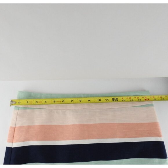 Women's Sz 8 Multicolor Striped Short Straight Pencil Loft Peach Green - Picture 5 of 6